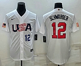 Men's USA Baseball #12 Kyle Schwarber Number 2023 White World Baseball Classic Stitched Jersey,baseball caps,new era cap wholesale,wholesale hats